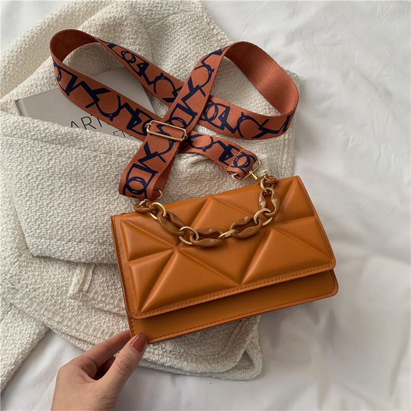 Crossobdy Embossed Chain Flap Square Bag For Women