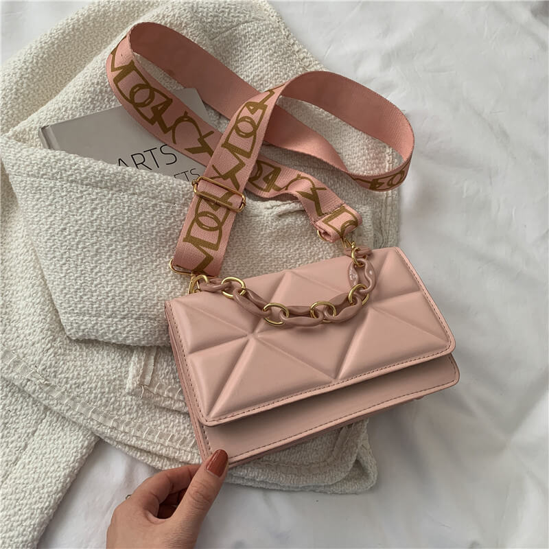 Crossobdy Embossed Chain Flap Square Bag For Women