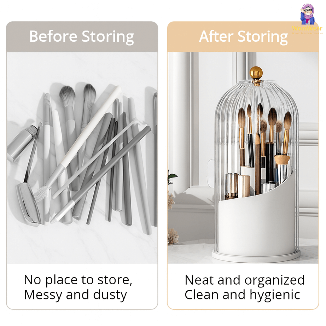360° Rotating Portable Makeup & Brushes Holder