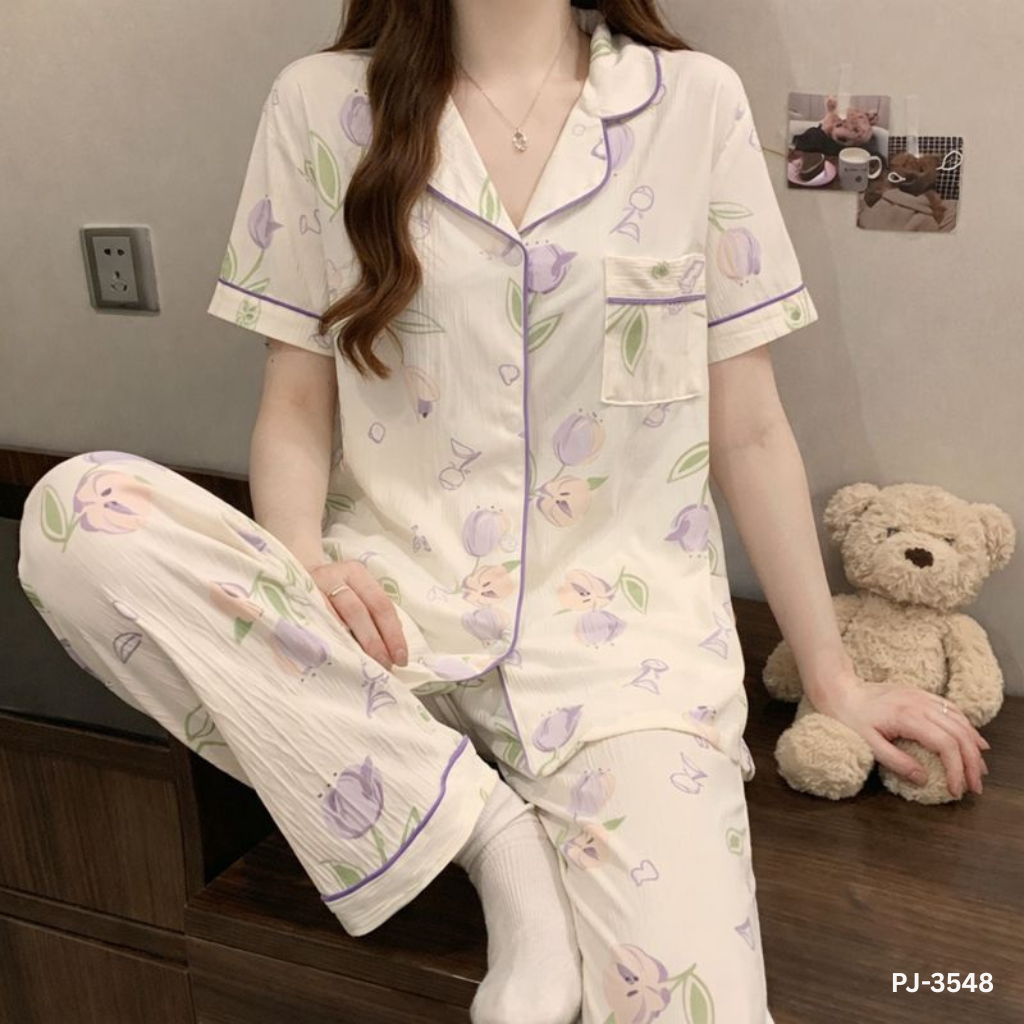 Royal Tulip Floral Print Short Sleeve Pajama Set