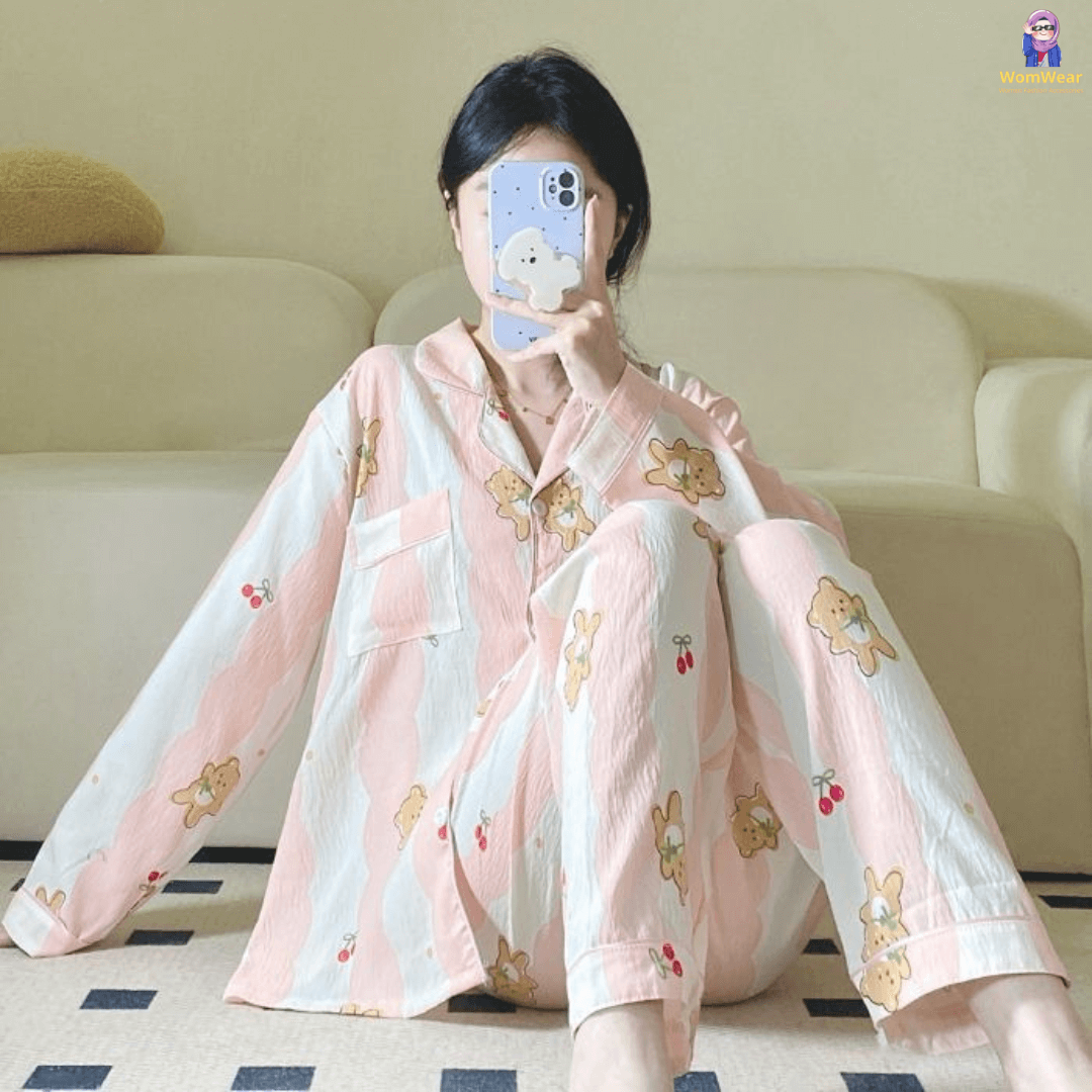 Peachy Bear Cotton PJ Set