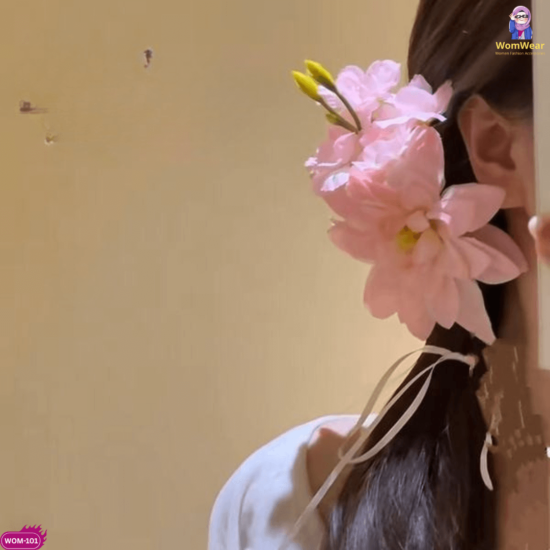 🌸 Wom-101: Pink Flower Ribbon Clip