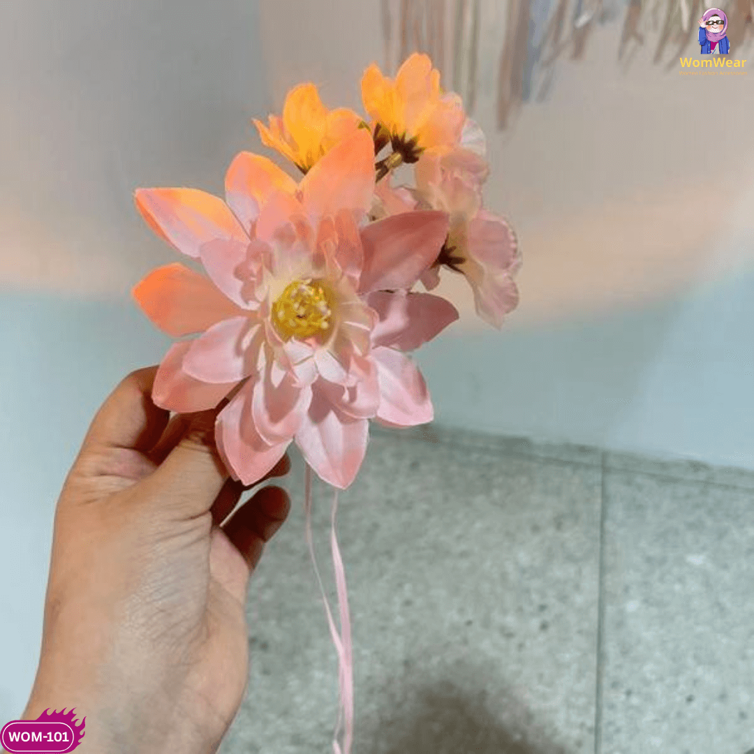 🌸 Wom-101: Pink Flower Ribbon Clip