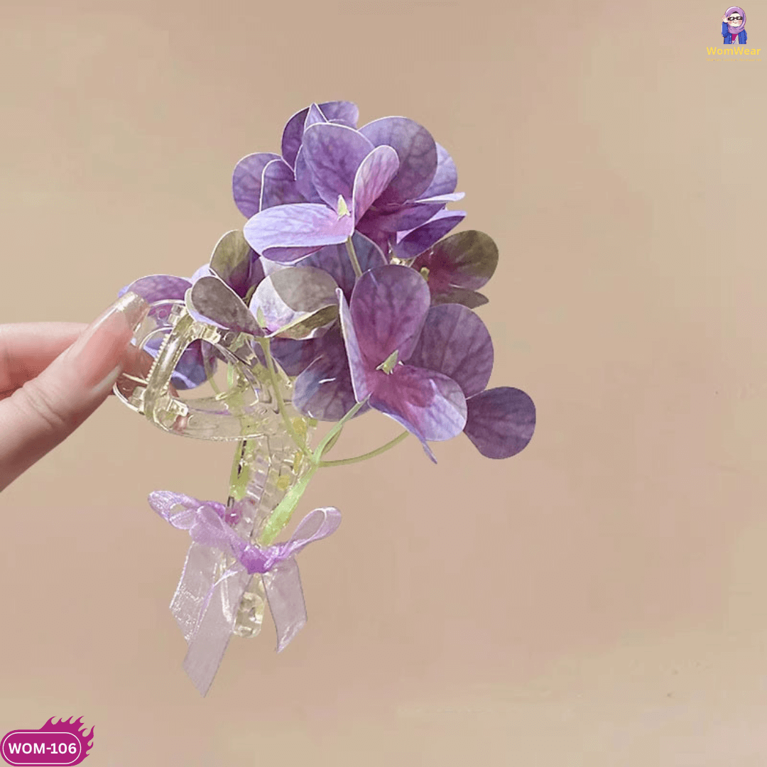 🌸W106: Purple Floral Hair Claw
