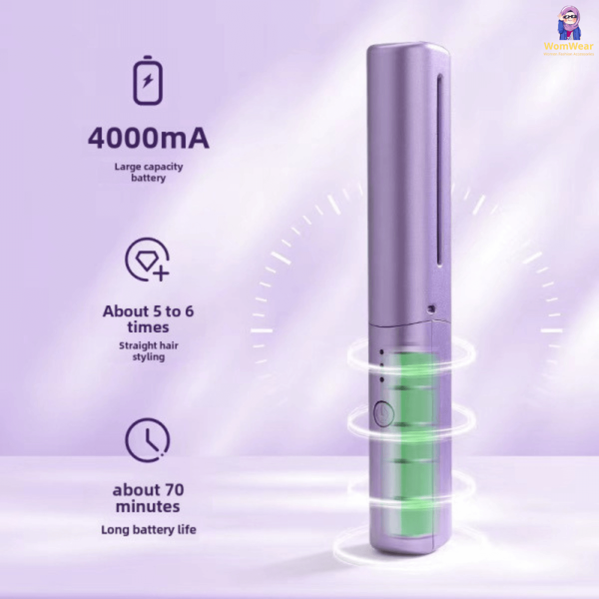 Wireless Rechargeable Hair Straightener Brush