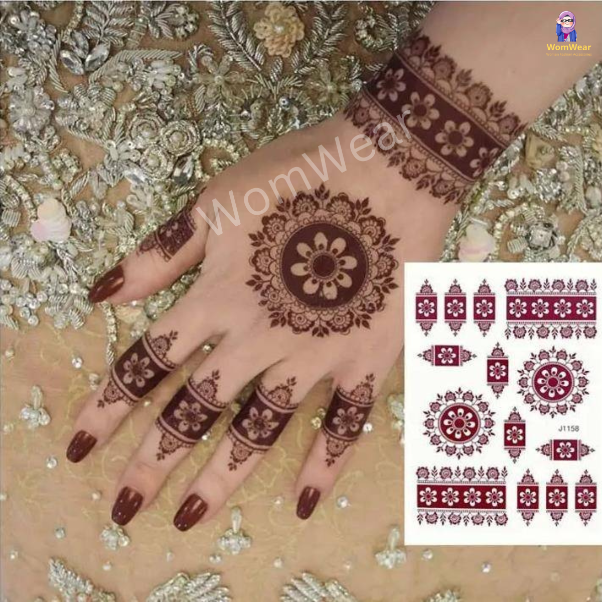 রাজকুমারী - Henna Mehendi Sticker (Wom-58)