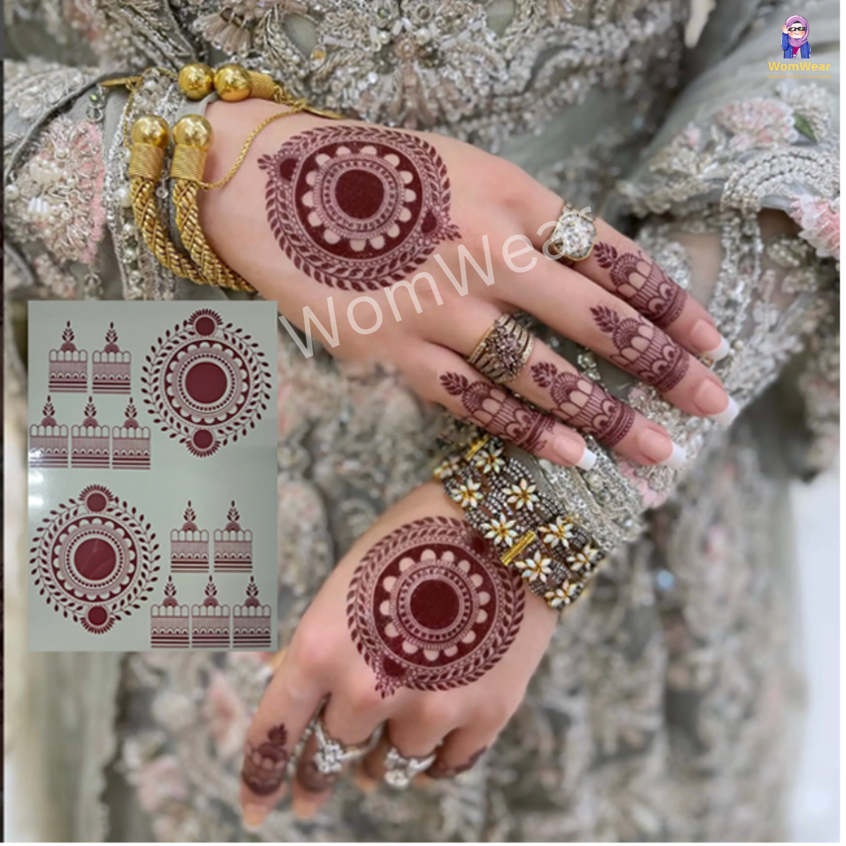 কুসুম- Henna Mehendi Sticker (Wom-62)