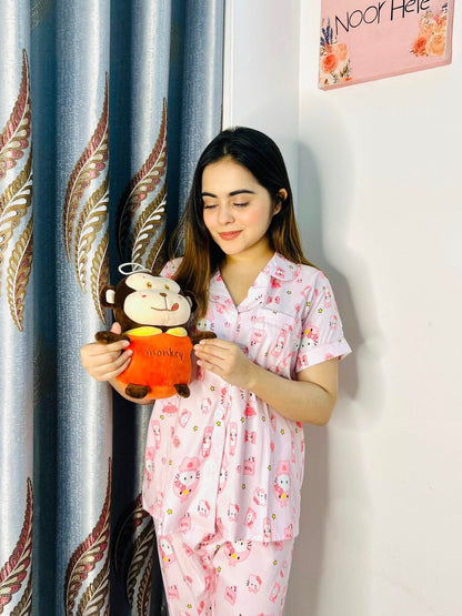 Pink Bow Kitti PJ Set - Short Sleeve