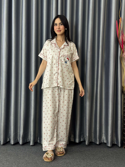 Cute Soft Teddy PJ Set - Half Sleeve