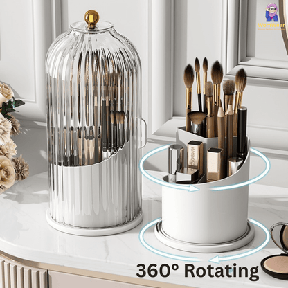 360° Rotating Portable Makeup & Brushes Holder