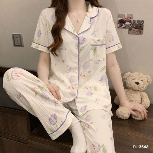 Royal Tulip Floral Print Short Sleeve Pajama Set