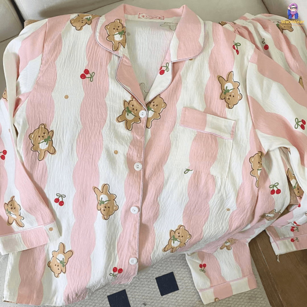 Peachy Bear Cotton PJ Set