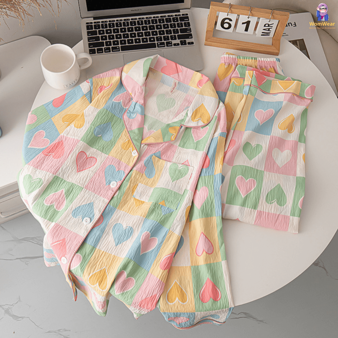 Rainbow Pastel Heart Cozy PJ Set