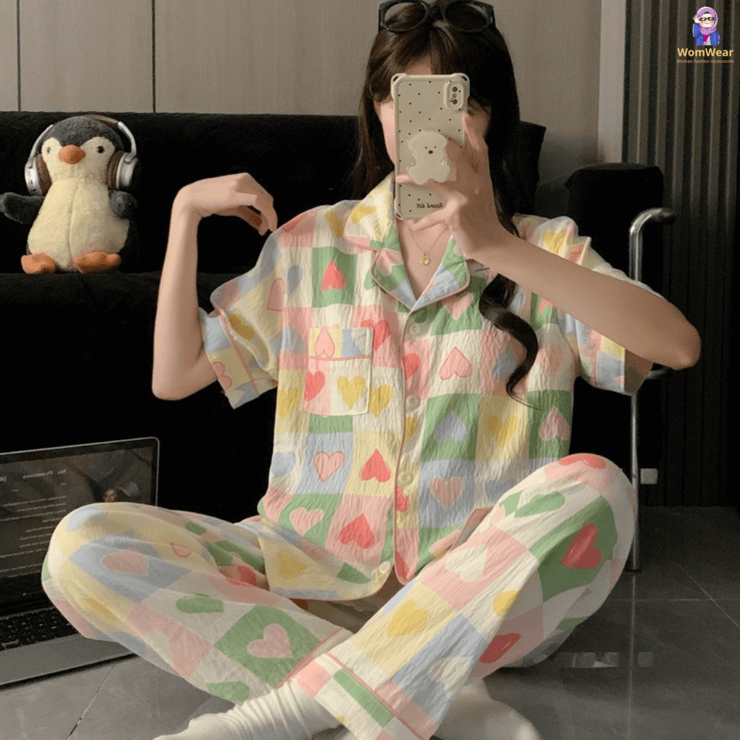 Rainbow Pastel Heart Cozy PJ Set