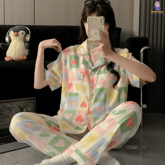 Rainbow Pastel Heart Cozy PJ Set