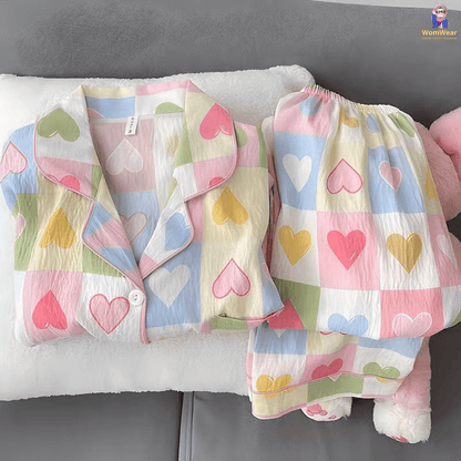 Rainbow Pastel Heart Cozy PJ Set