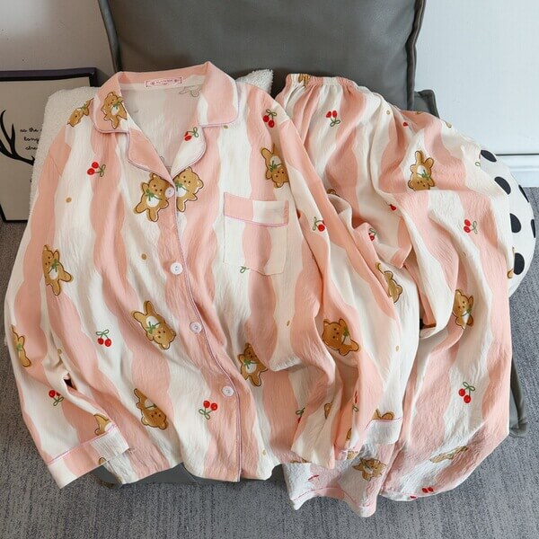 Peachy Bear Cotton PJ Set