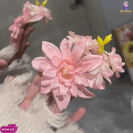 🌸 Wom-101: Pink Flower Ribbon Clip