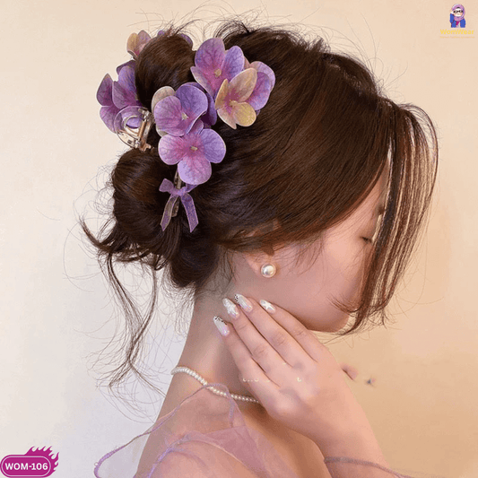 🌸W106: Purple Floral Hair Claw