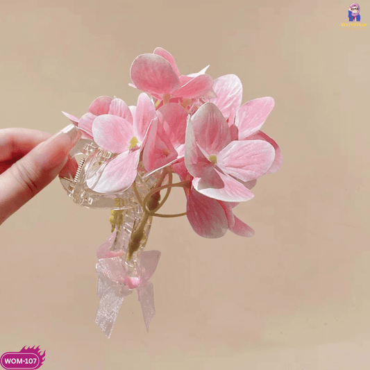 🌸W107: Pink Floral Hair Claw