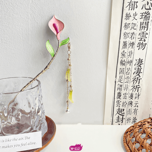 W112 - Pink Calla Hair Stick