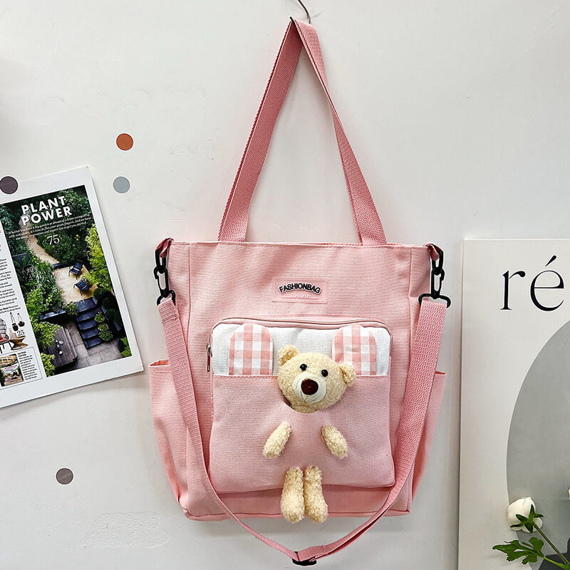 Shoulder Bag with Cute Bear Doll for girls